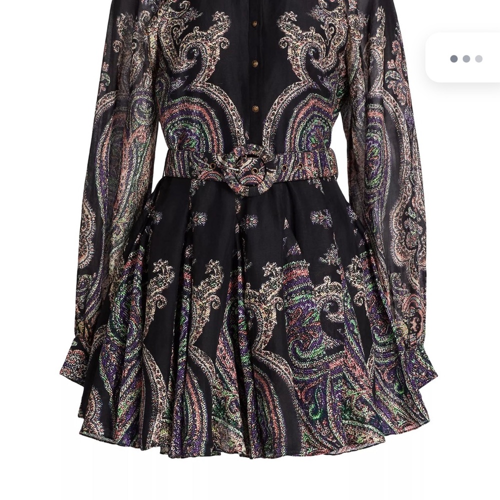 HEMANT & NANDITA Linen Black Multicolor Paisley Dress